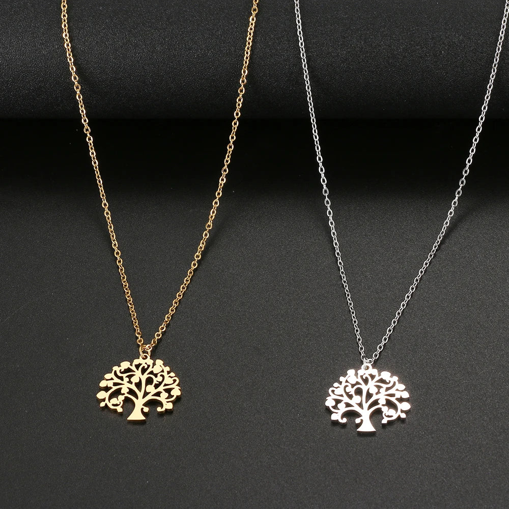 Feminine and Delicate Heart Tree Fashion Necklace Pendant Chain Collar Necklace For Women Jewelry