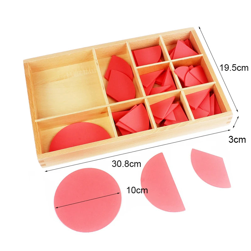 Baby Toy Montessori Cut-Out Labeled Fraction Circles 1-10 Teaching Aids Wood Board   Education Preschool Kids Brinquedos Juguete