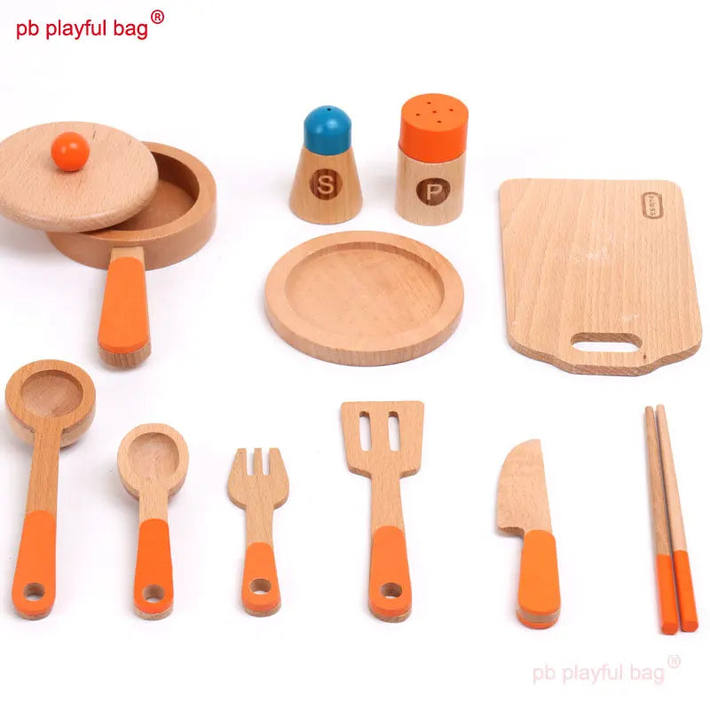 PB Playful bag Children Simulation fruits and vegetables play house Wooden educational parent-child interaction toys gift UG15