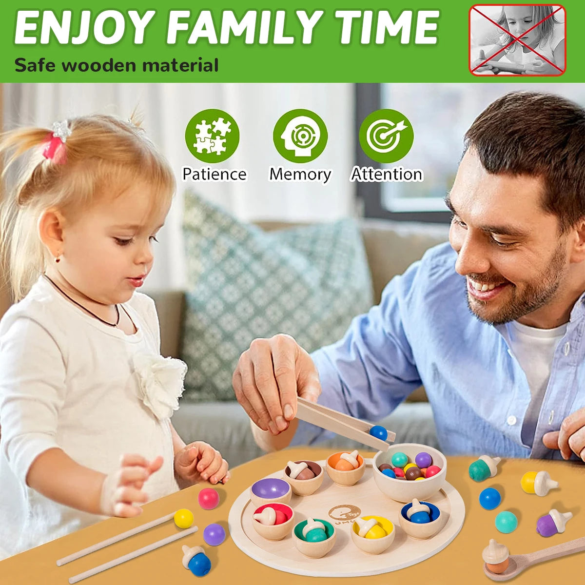 Baby Montessori Wooden Toy Rainbow Ball and Cups Color Sorting Games Fine Motor Early Education Learning Toys Gifts for Children