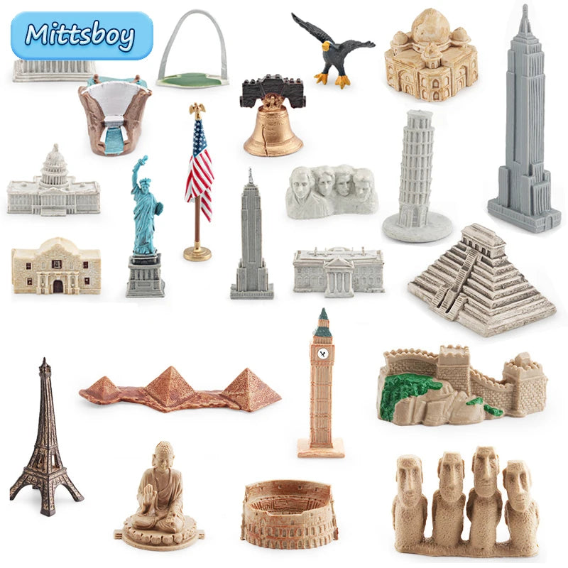 Montessori Simulate World Architecture Cognition Statue Liberty White House Empire State Building Educational Toy For Children