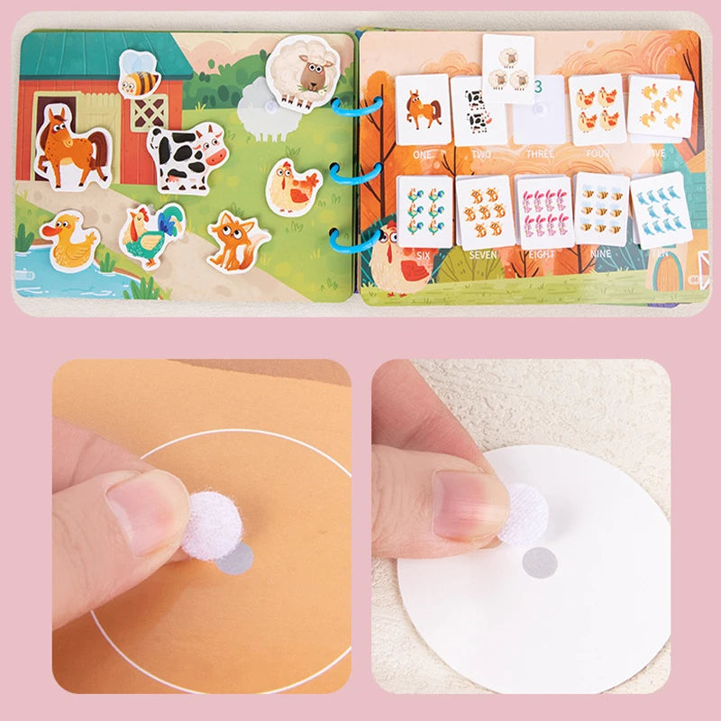 Montessori My First Busy Book Paste Quiet Book Children Toy Animal Numbers Matching Puzzle Game Educational Toys for Kids Gifts