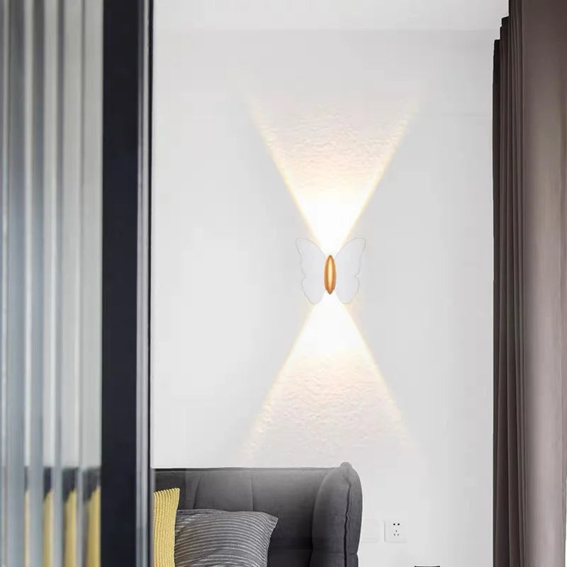 Modern Creative Outdoor Decorative Wall Lamp Nordic Minimalist LED Wall Light Bedside Staircase Corridor Metal Butterfly Sconce