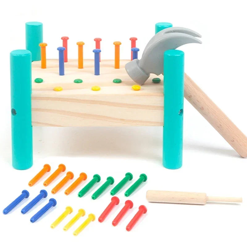Montessori Baby Hammer Hit Wooden Toys, Life Skills Training, Early Educational Assembling Tool, Toy for Children, Training