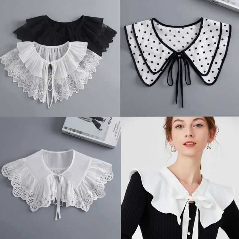 Removable Lace Doll Fake Collar - Embroidered Detachable Lapel for Women