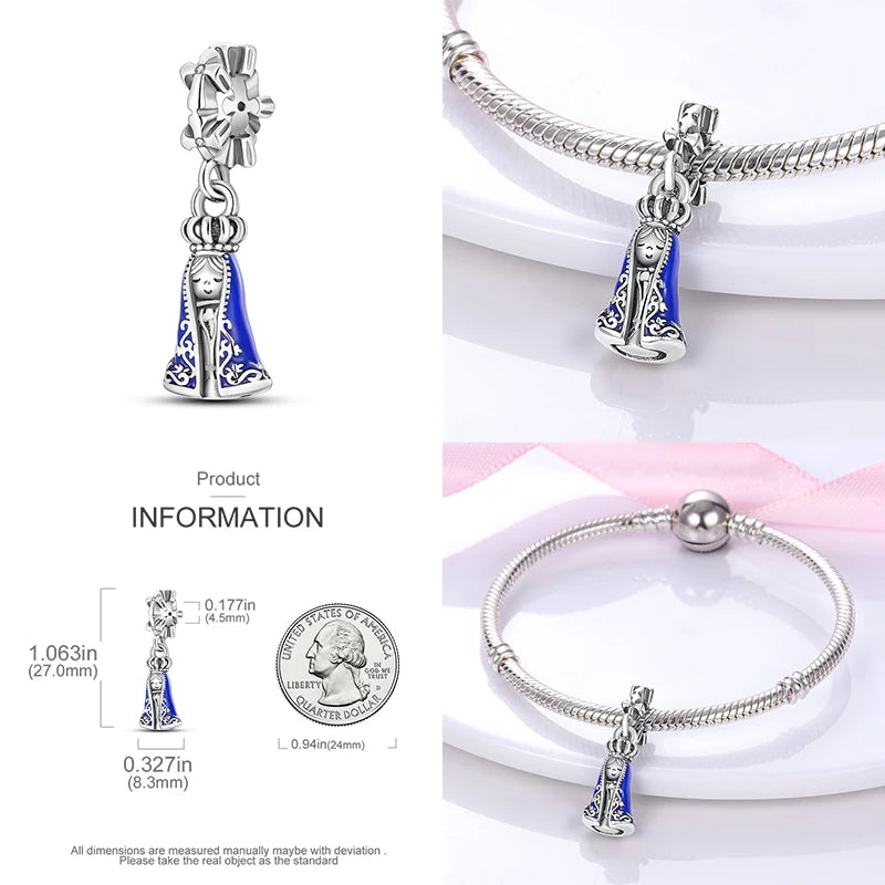 Our Lady Shaped Charm Beads Fits Famous Brands Bracelet 925 Silver