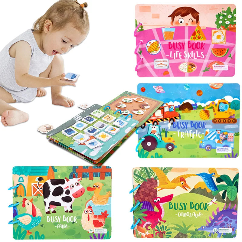My First Busy Books Montessori Paste Quiet Book Baby Educational Activity Busy Board Alphabet Matching Puzzle Toys For Kids Gift