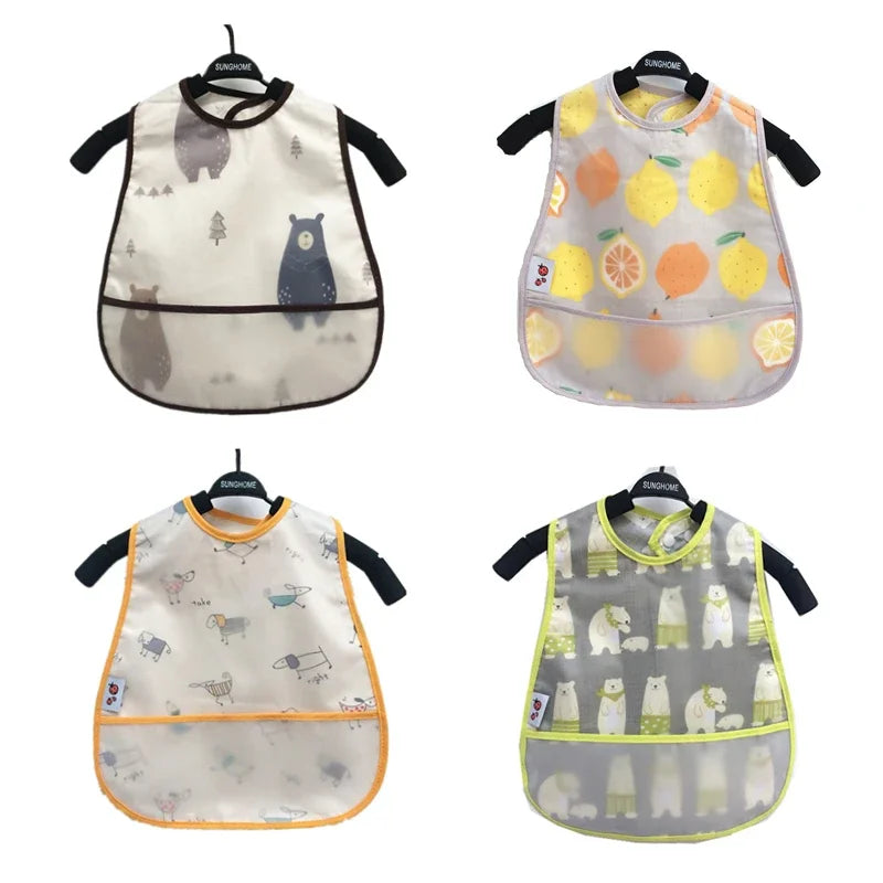 Cartoon EVA Waterproof Baby Bib - Adjustable, Cute Apron for Kids & Burp Cloth