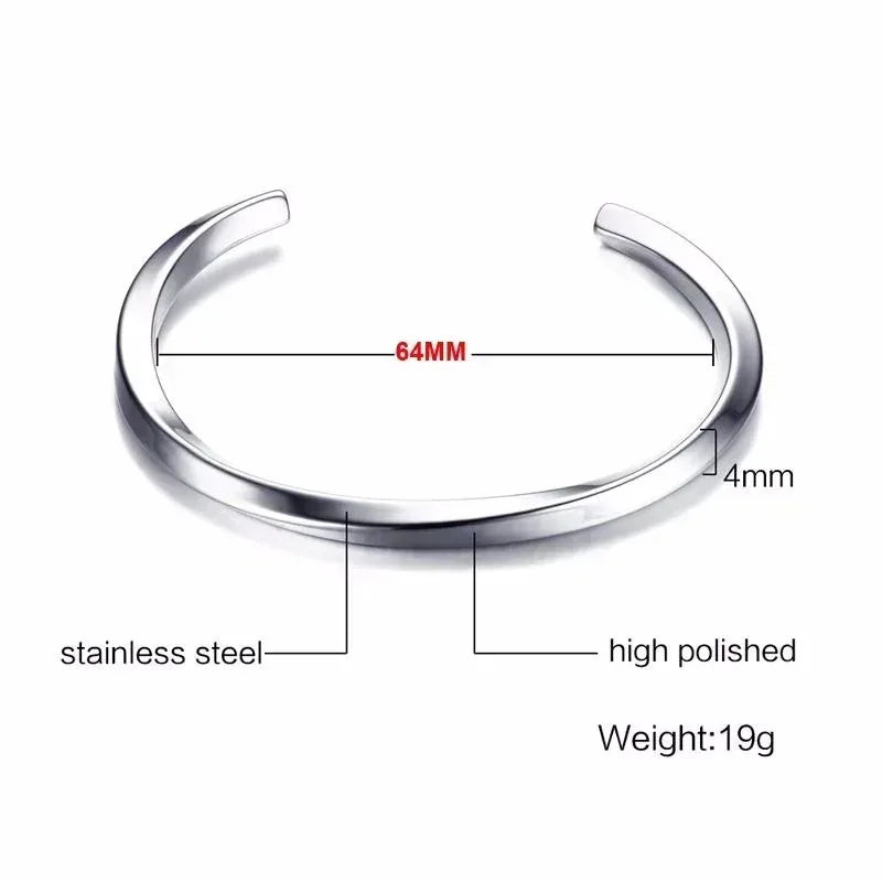 Twisted Stainless Steel Open Bangles for Men