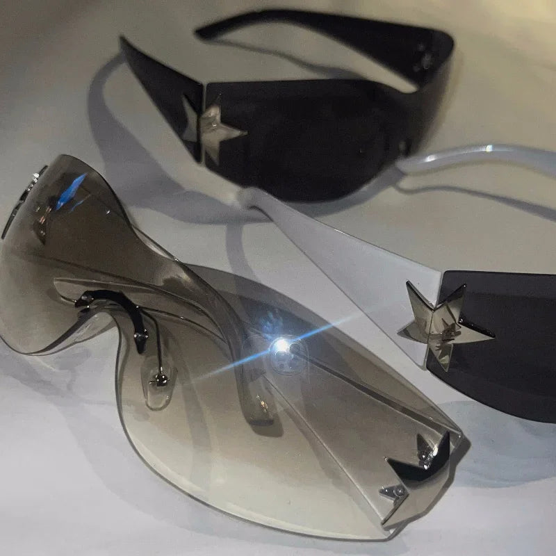 Sunglasses Set Punk Hollow Star Piece Sunglasses Rimless Sun Glasses Eyewear Googles UV400 Couple Lover Gift Eyeglasses