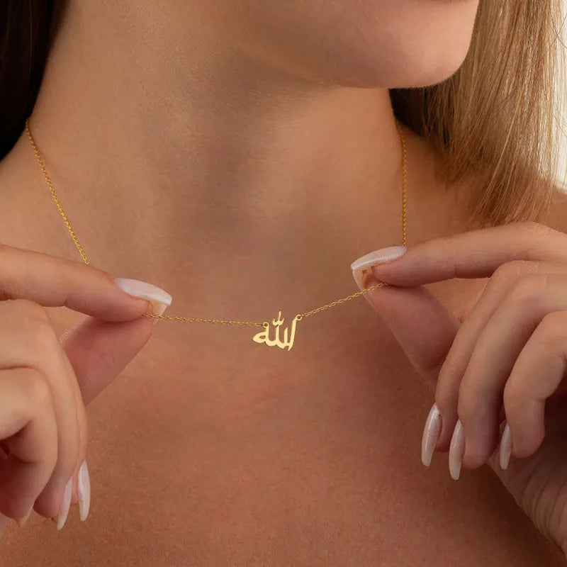 Personalized Letter God in Arabic Necklaces Islamic Jewelry Stainless Steel Allah