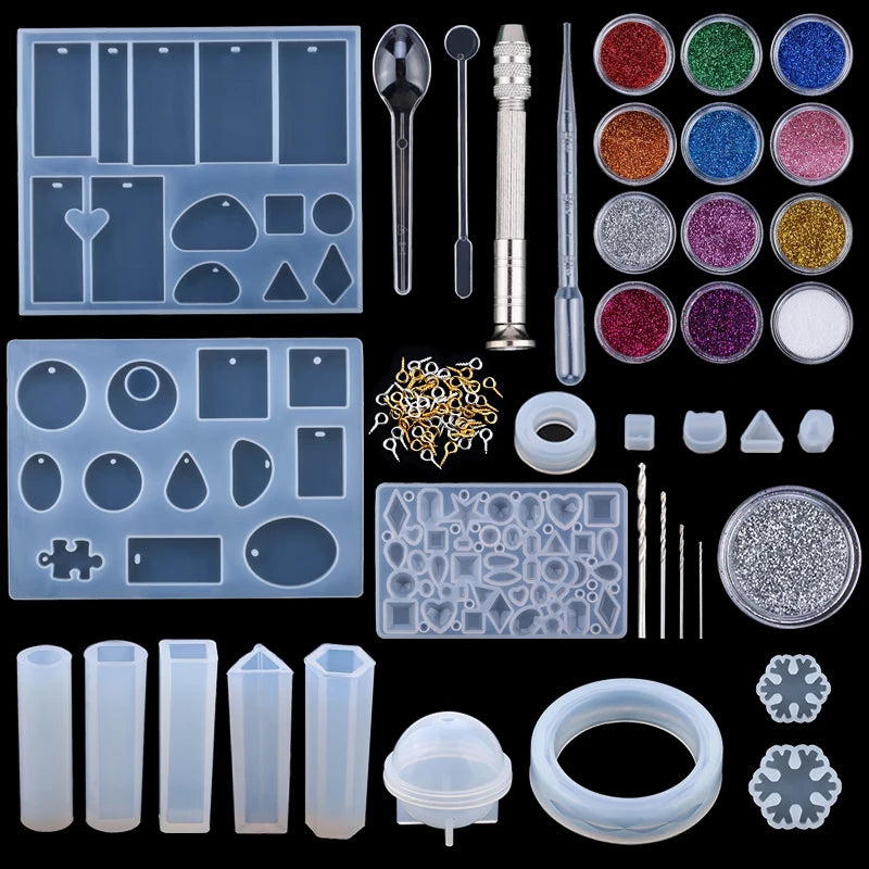 A SET Epoxy Resin Mold Kits Silicone Epoxy Mold Set Jewelry Casting Tools Earring findings for epoxy Jewelry Making Supplies DIY